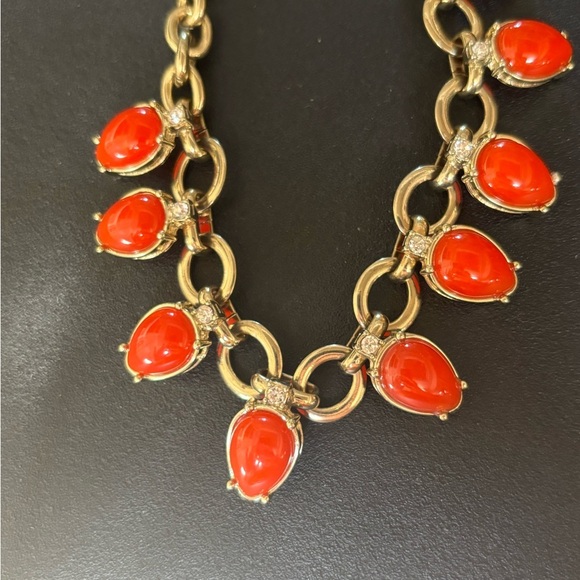 Elegant Gold and Orange Teardrop Necklace - Picture 2 of 2